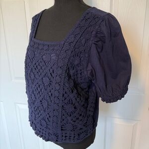 Broadway Navy Crochet Women's Top